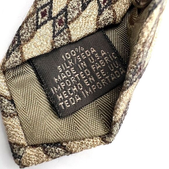 Sepia A Claiborne Company Silk Tie Tan with Black Lacey Geometric Print - Picture 5 of 7